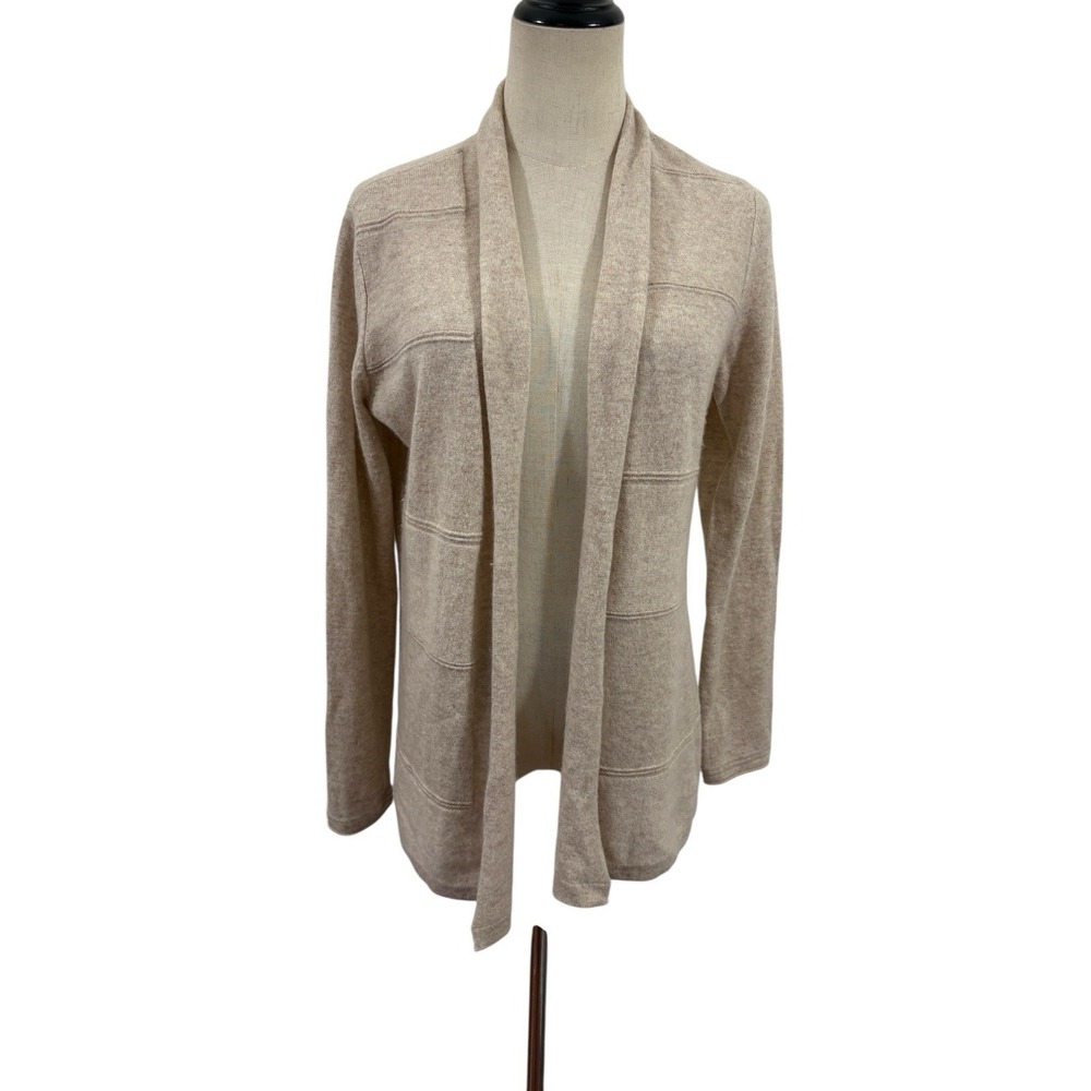 J McLaughlin Cashmere Cardigan‎ Sweater Sz M Tan Shawl Collar Staple Normcore
